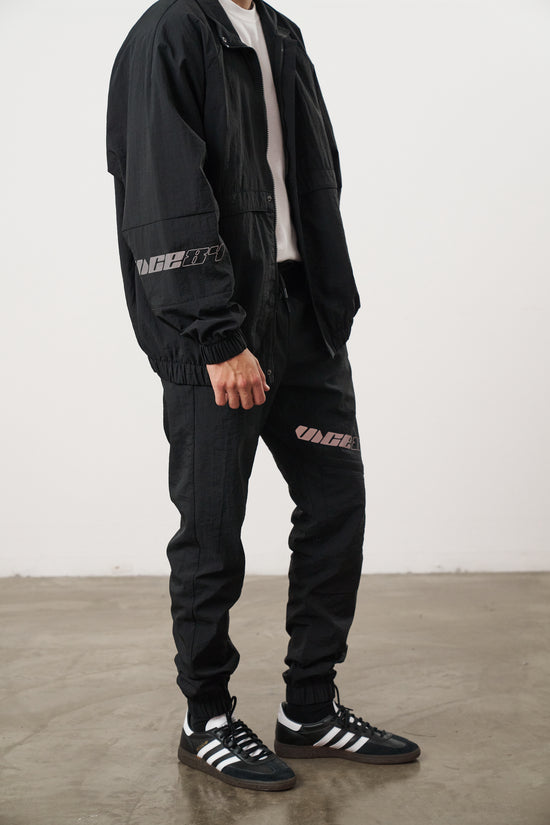 Vice 84 'Reflective Racer' Nylon Track Pants - Black