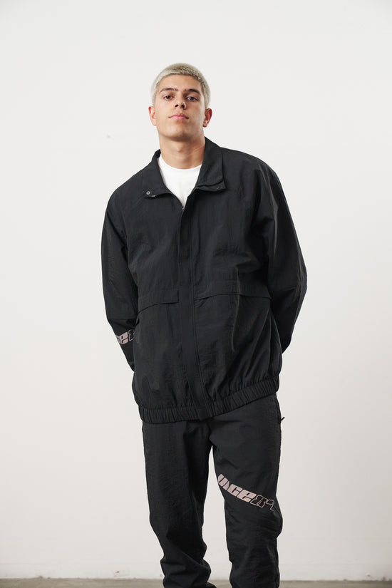 Vice 84 'Reflective Racer' Nylon Track Jacket - Black