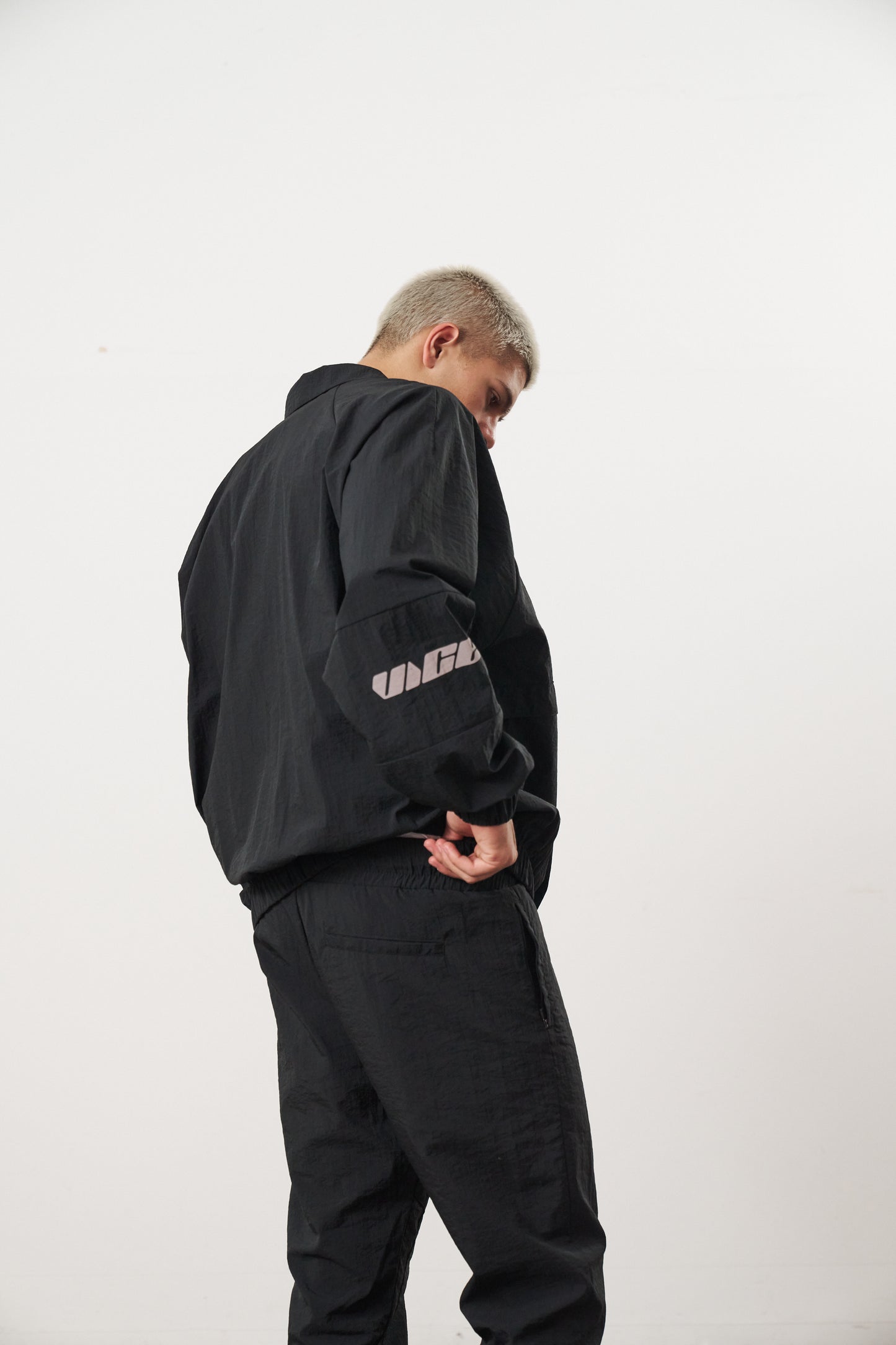 Vice 84 'Reflective Racer' Nylon Track Jacket - Black