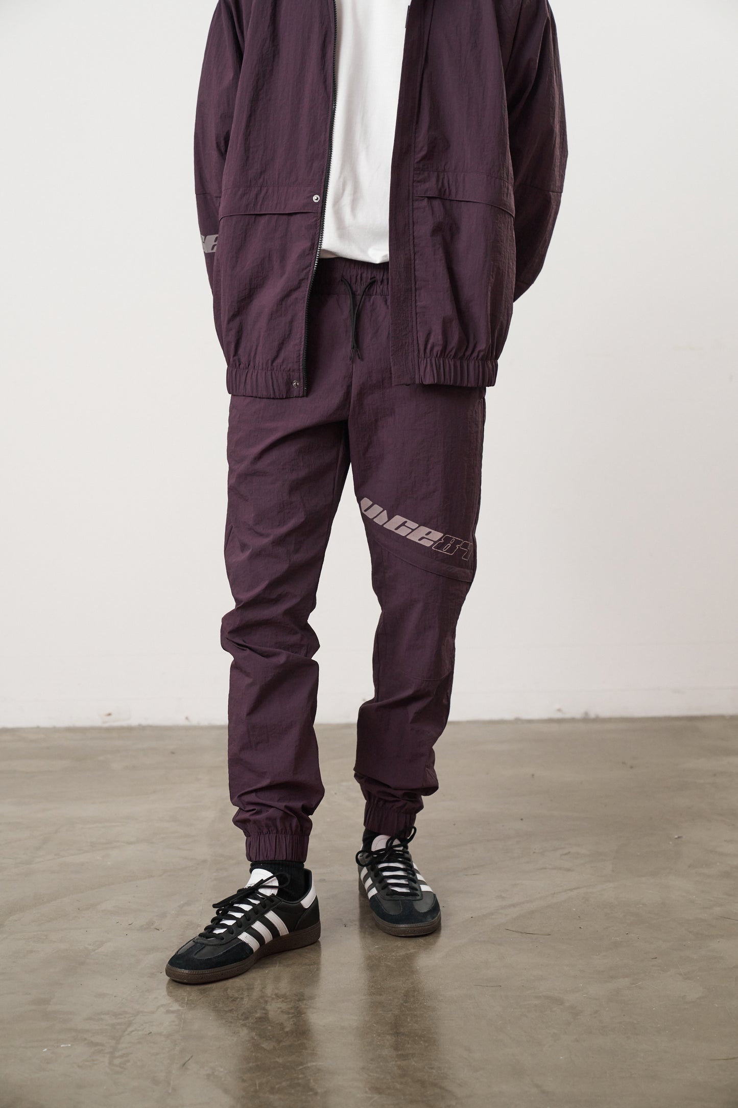 Vice 84 'Reflective Racer' Nylon Track Pants - Burgundy