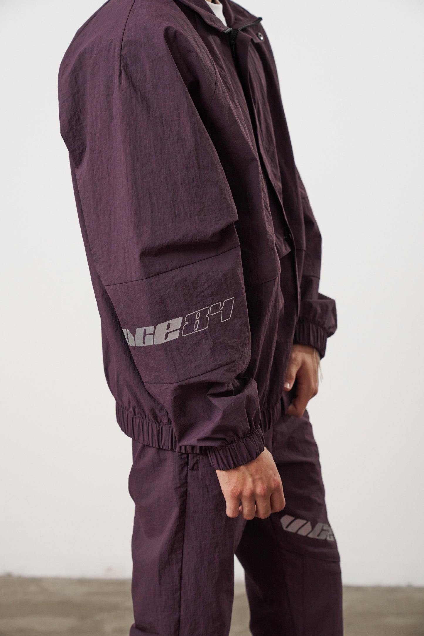 Vice 84 'Reflective Racer' Nylon Track Jacket - Burgundy