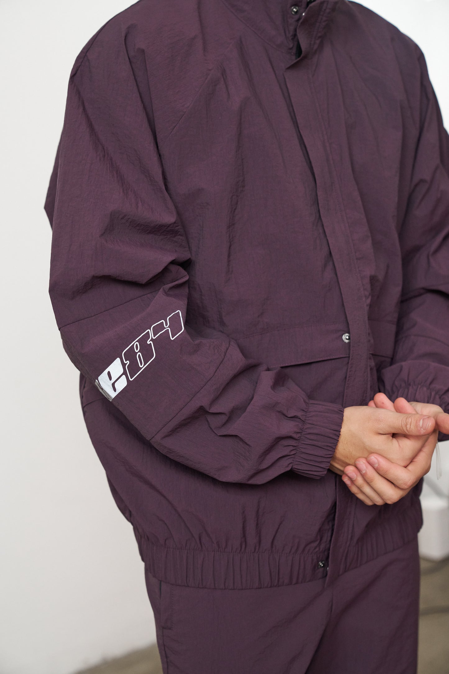 Vice 84 'Reflective Racer' Nylon Track Jacket - Burgundy