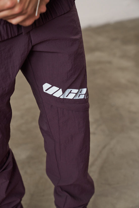 Vice 84 'Reflective Racer' Nylon Track Pants - Burgundy