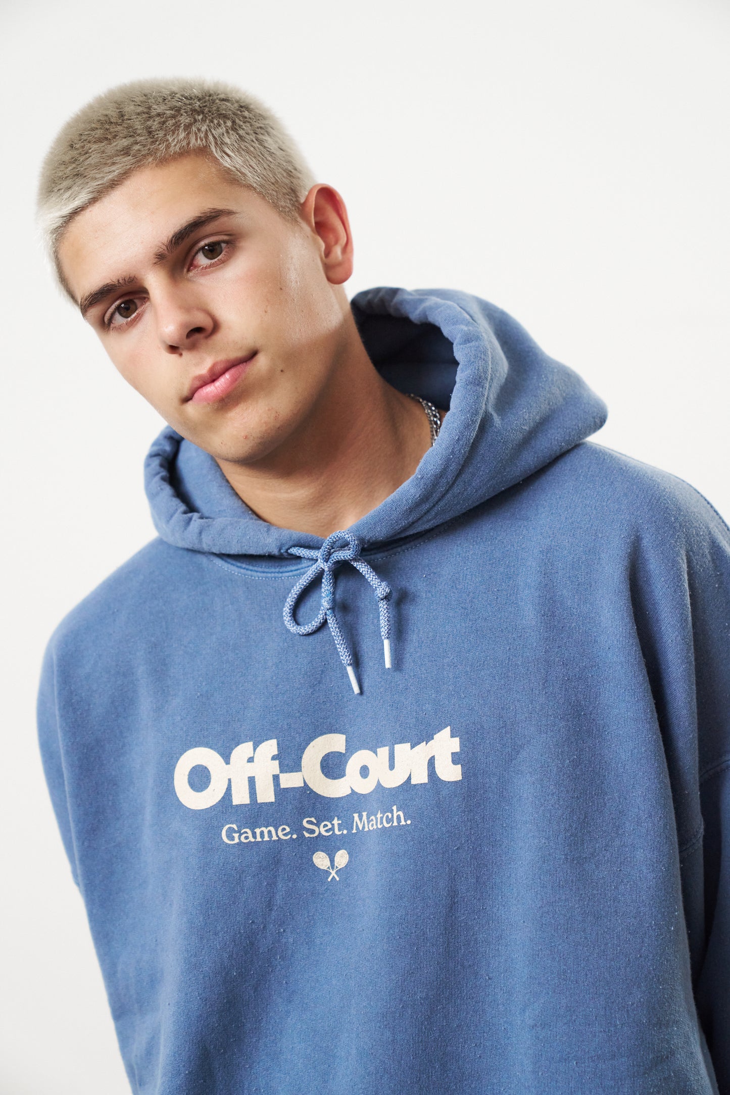 Vice 84 'Off-Court GSM' Vintage Washed Hoodie - Blue