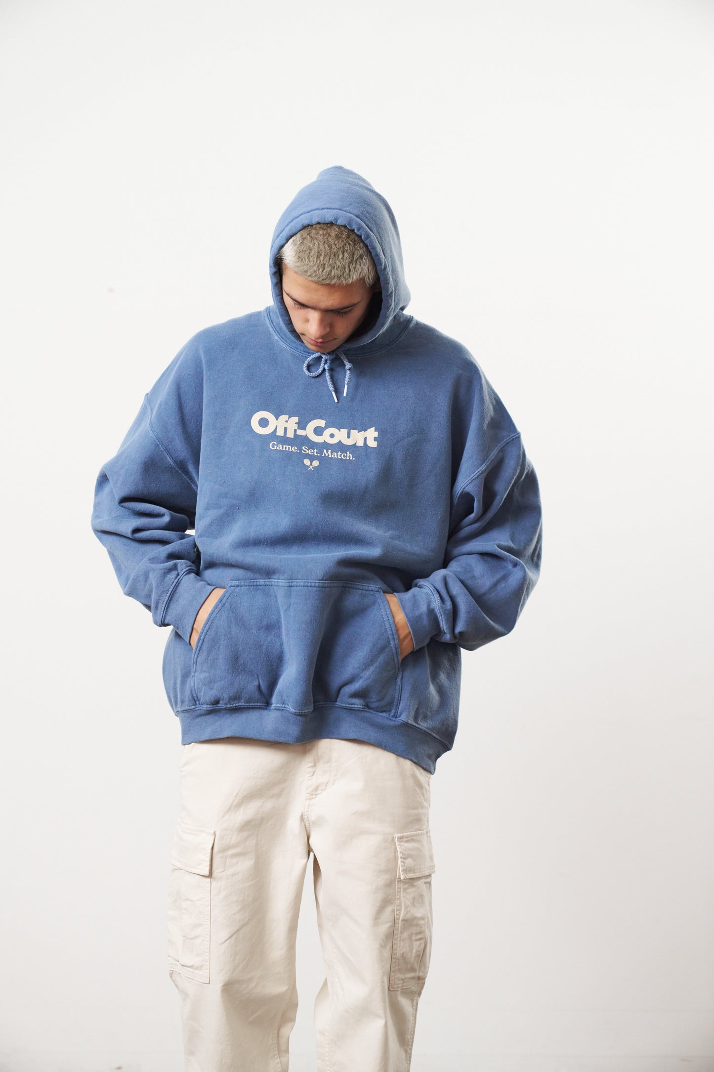 Vice 84 'Off-Court GSM' Vintage Washed Hoodie - Blue