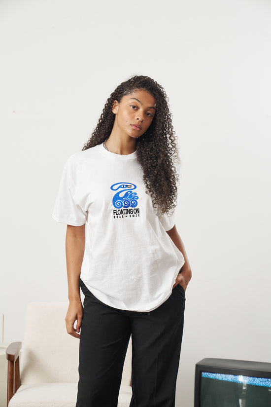 KBAR X UN:IK 'Floating On' Embroidered Tee - White