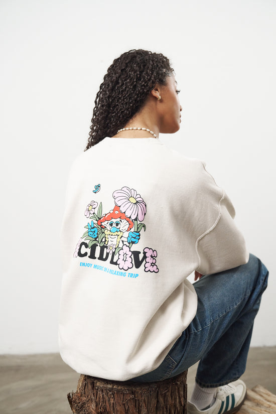 Acid Love 'Mushroom' Vintage Washed Sweater - Cream