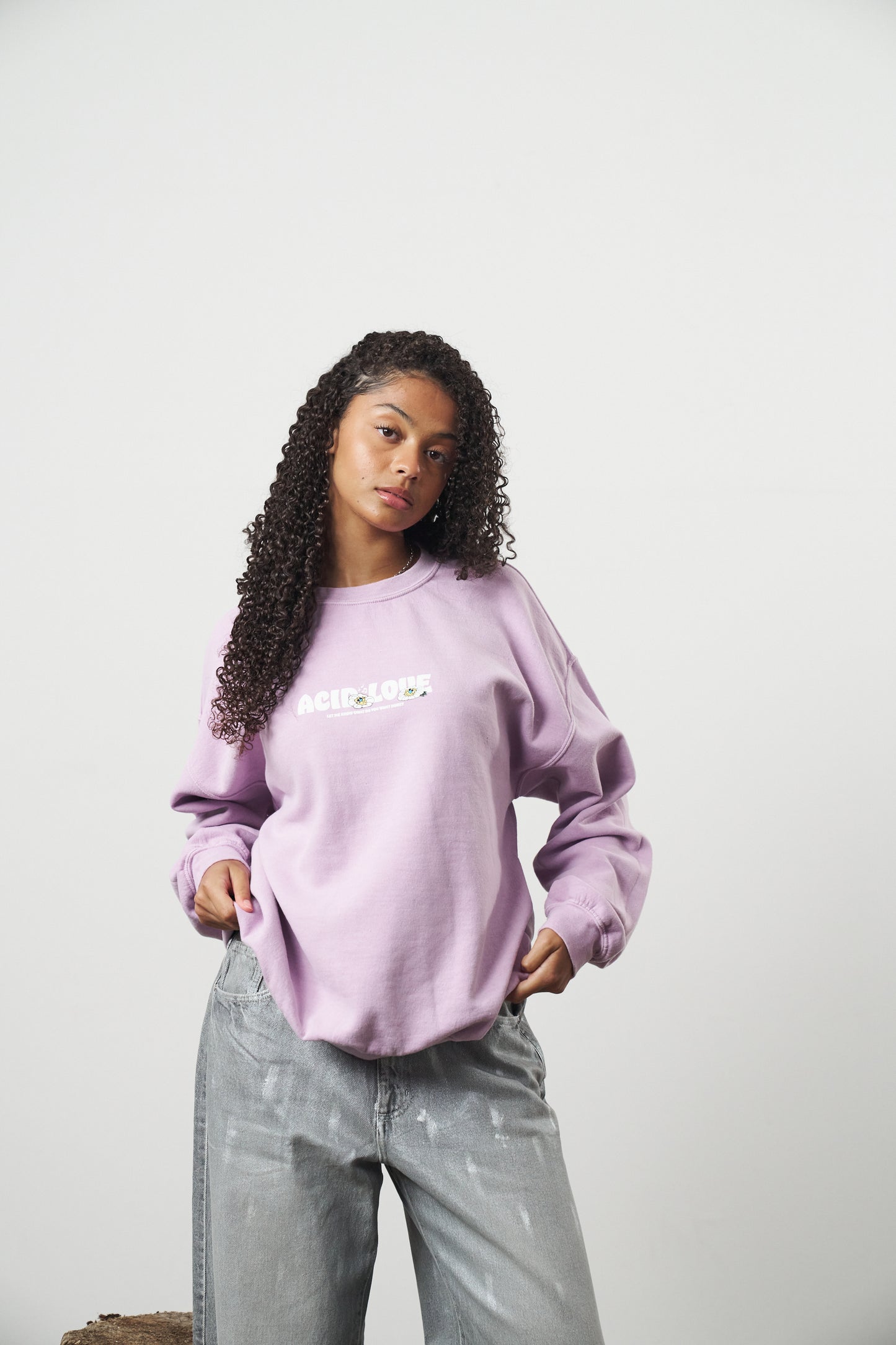 Acid Love 'Daisy' Vintage Washed Sweater -  Pink