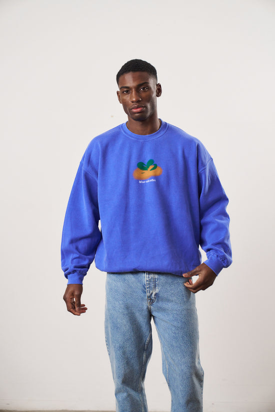 Other Side Store 'Orange' Vintage Washed Sweater - Royal Blue