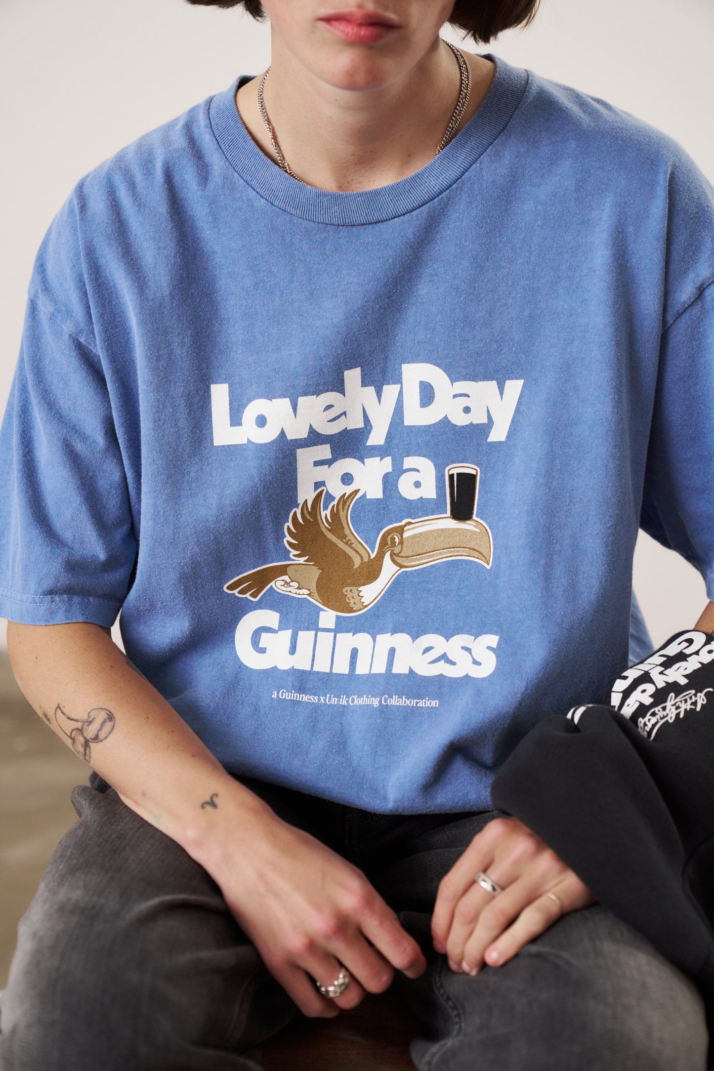 Guinness x UN:IK 'Lovely Day' Vintage Washed Tee - Blue