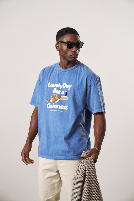 Guinness x UN:IK 'Lovely Day' Vintage Washed Tee - Blue