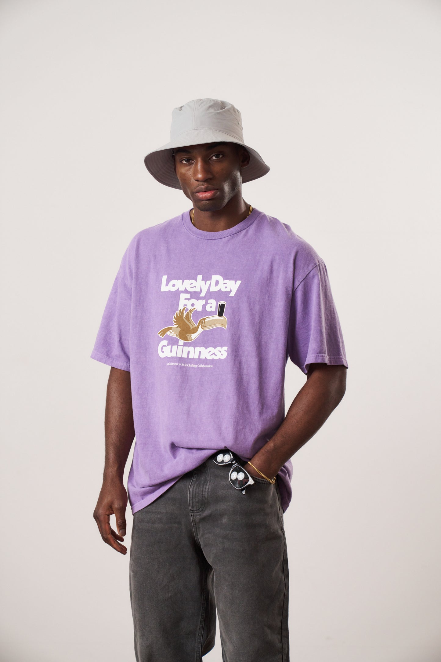 Guinness x UN:IK 'Lovely Day' Vintage Washed Tee - Purple