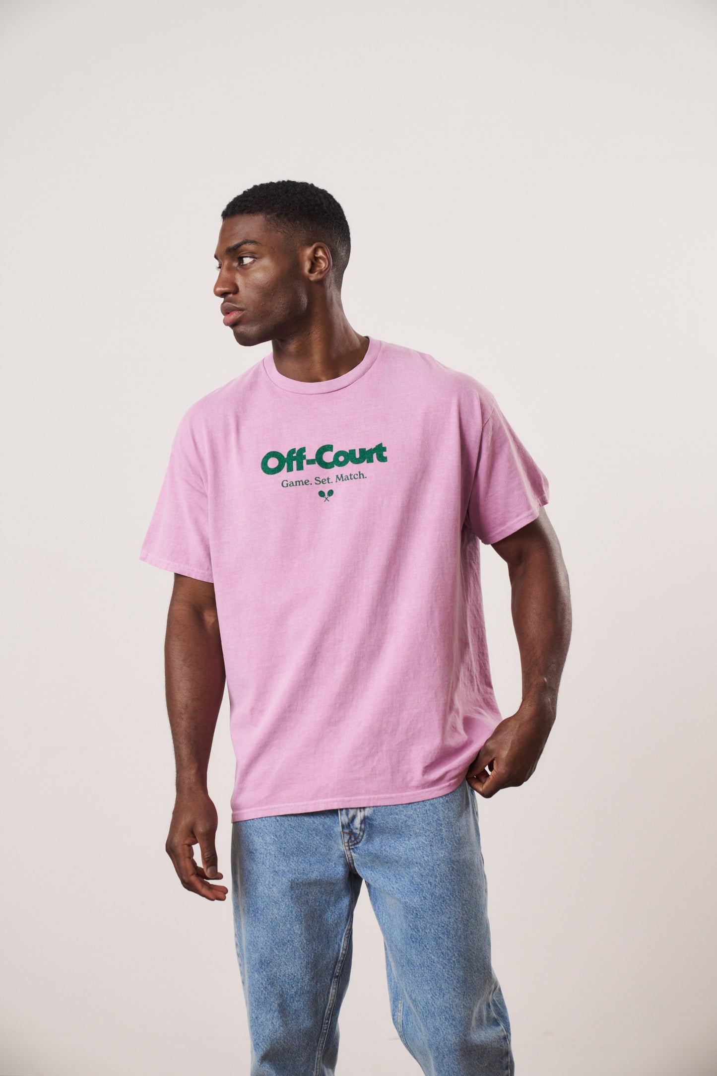 Vice 84 'Off-Court GSM' Vintage Washed Tee Twinpack - Pink/Cream