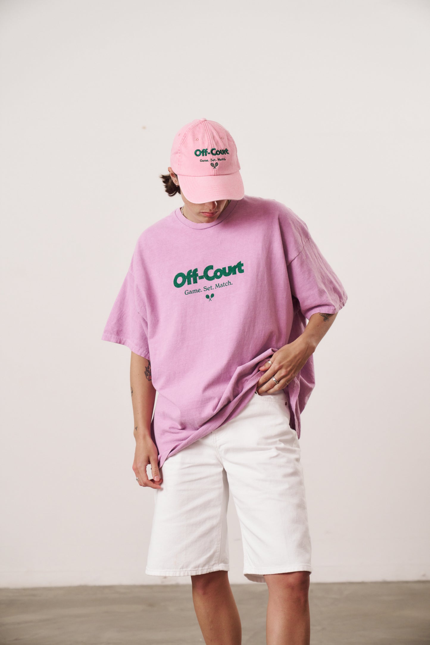 Vice 84 'Off Court GSM' Vintage Washed Tee Twinpack - Pink/Cream