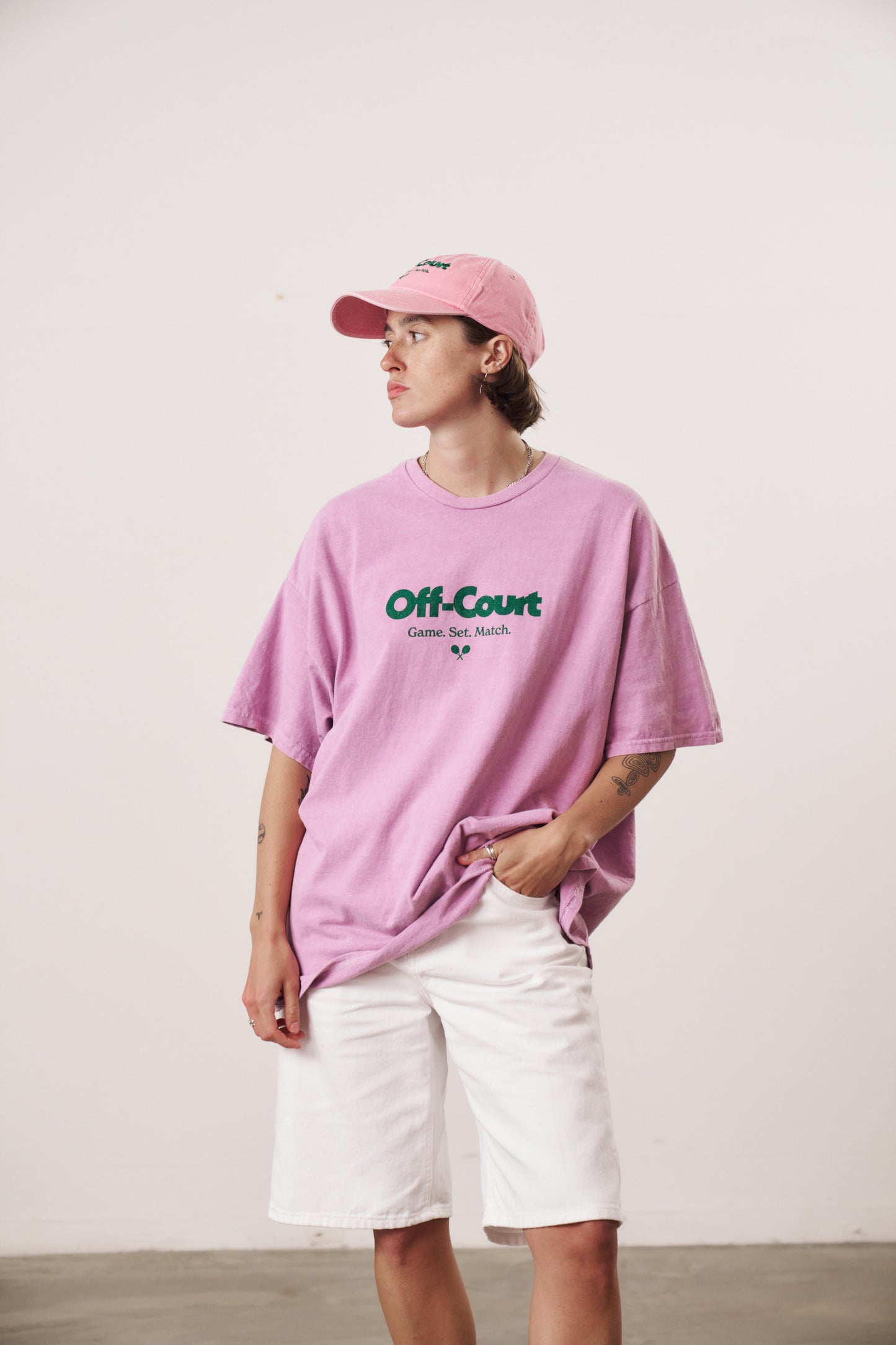 Vice 84 'Off Court GSM' Vintage Washed Tee & Cap Bundle - Pink