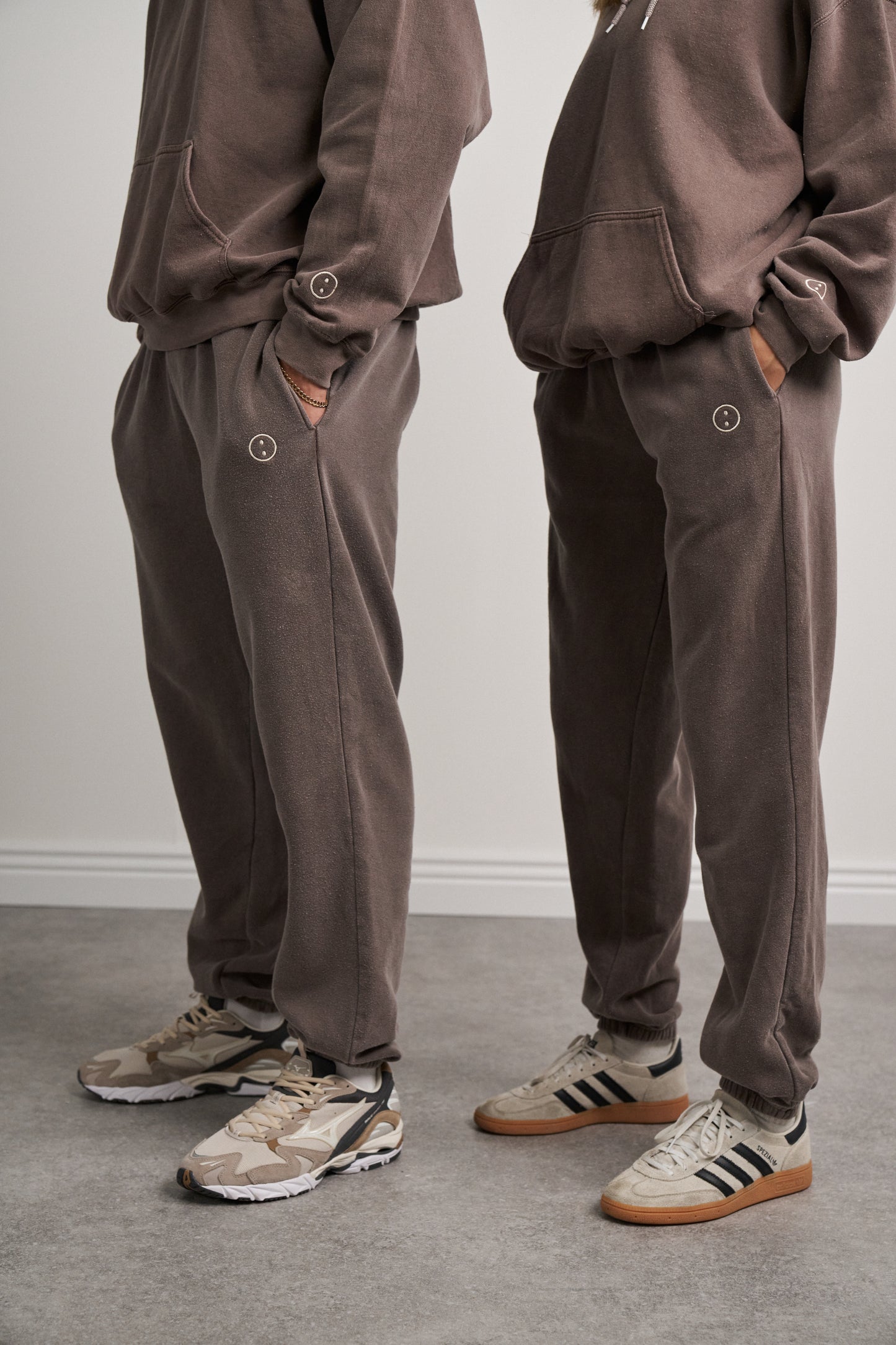 Essentials Vintage Washed 1/4 Zip Sweatshirt & Jogger Set - Cocoa