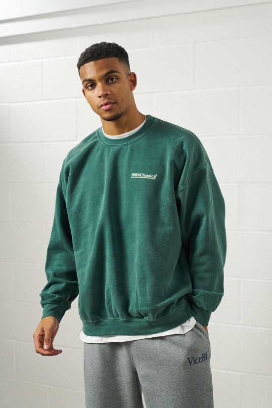 Vice 84 'Classics' Vintage Washed Sweater - Forest