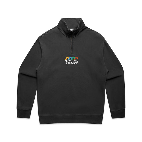 Vice 84 'Runner' Faded 1/4 Zip Sweater - Black