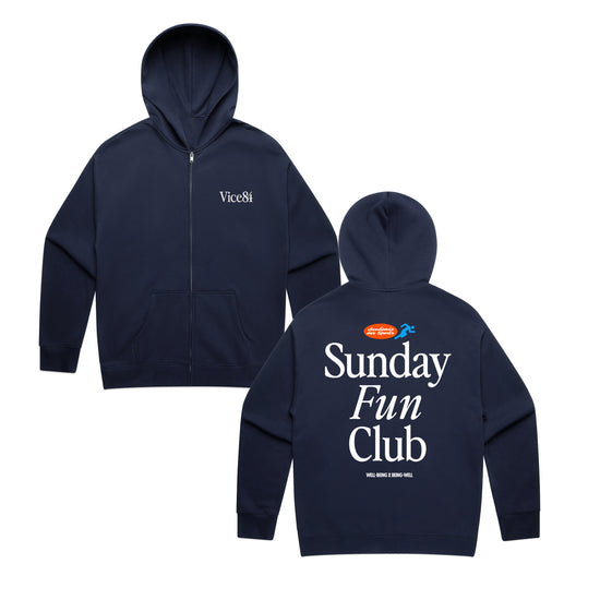 Vice 84 'Fun Club' Zip Up Hoodie - Navy