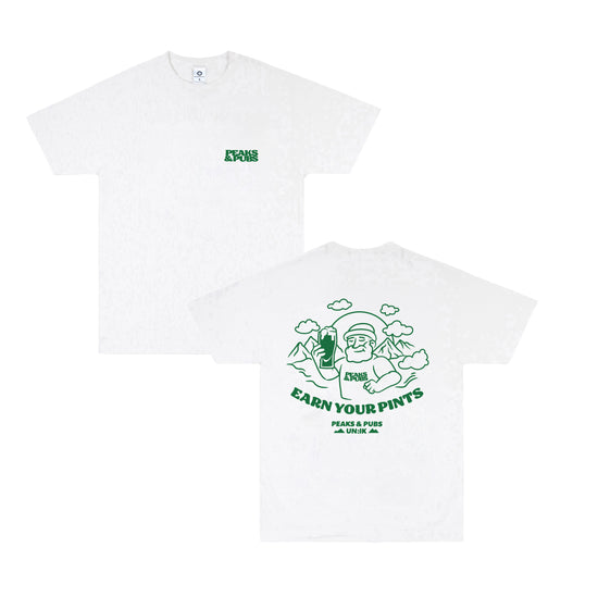 Peaks & Pubs 'Earn Your Pints' Tee - White