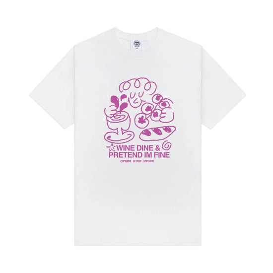 Other Side Store 'Wine, Dine & Pretend' Tee - White