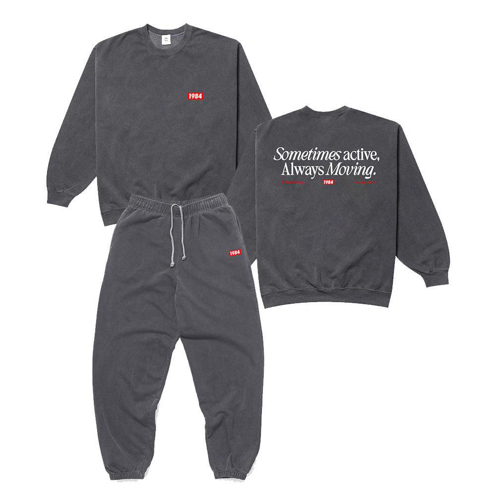 Vice 84 'Always Moving' Sweater & Jogger Set - Vintage Washed Black