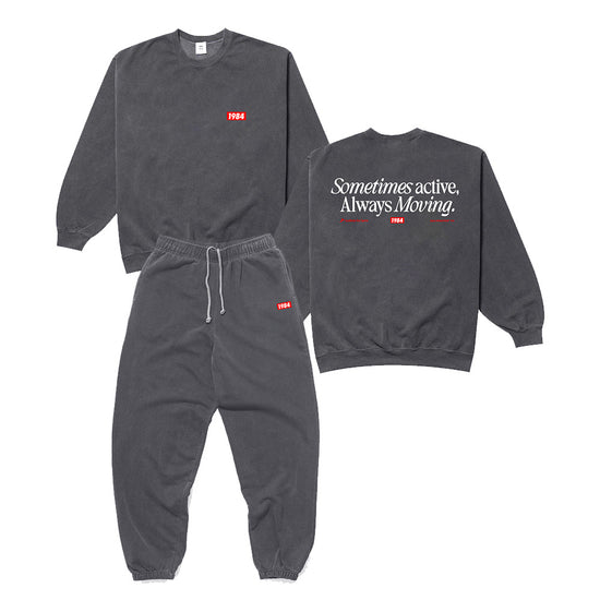 Vice 84 'Always Moving' Sweater & Jogger Set - Vintage Washed Black