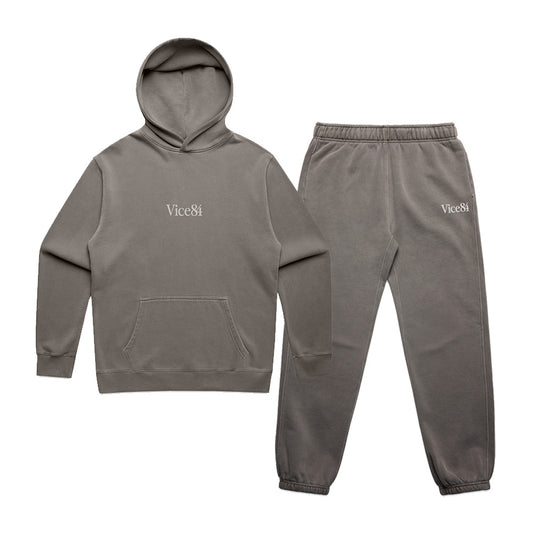 Vice 84 Premium Hoodie & Jogger Set - Faded Grey