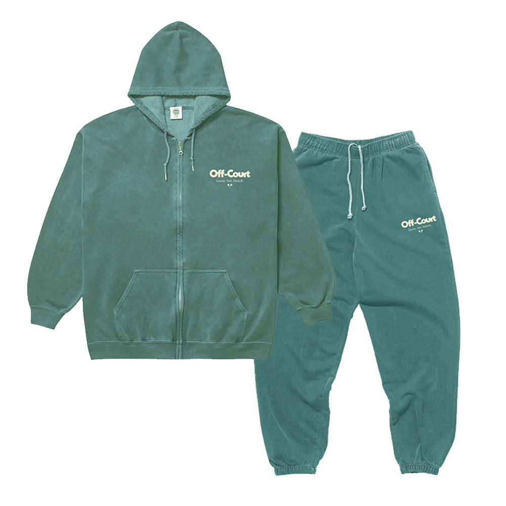 Vice 84 'Off-Court GSM' Zip Up Hoodie & Jogger Set - Vintage Washed Forest