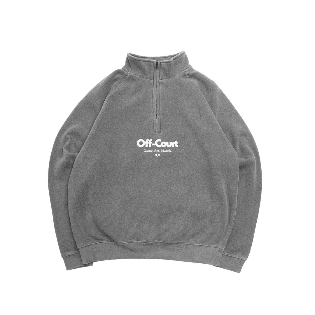 Vice 84 'Off-Court GSM' Washed 1/4 Zip Sweater - Charcoal