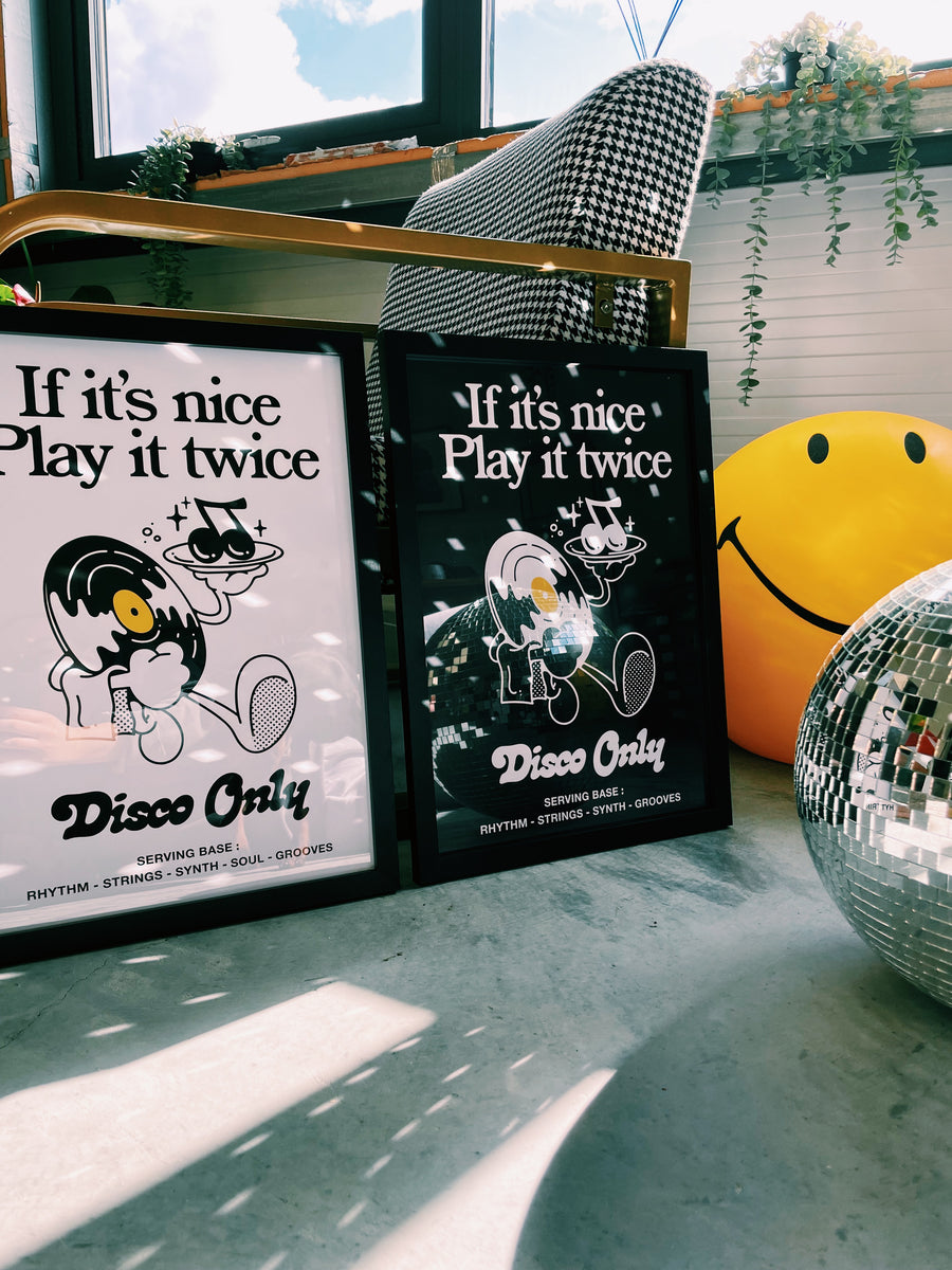 DISCO ONLY 'Play it Twice V2' Print - White – UN:IK Clothing
