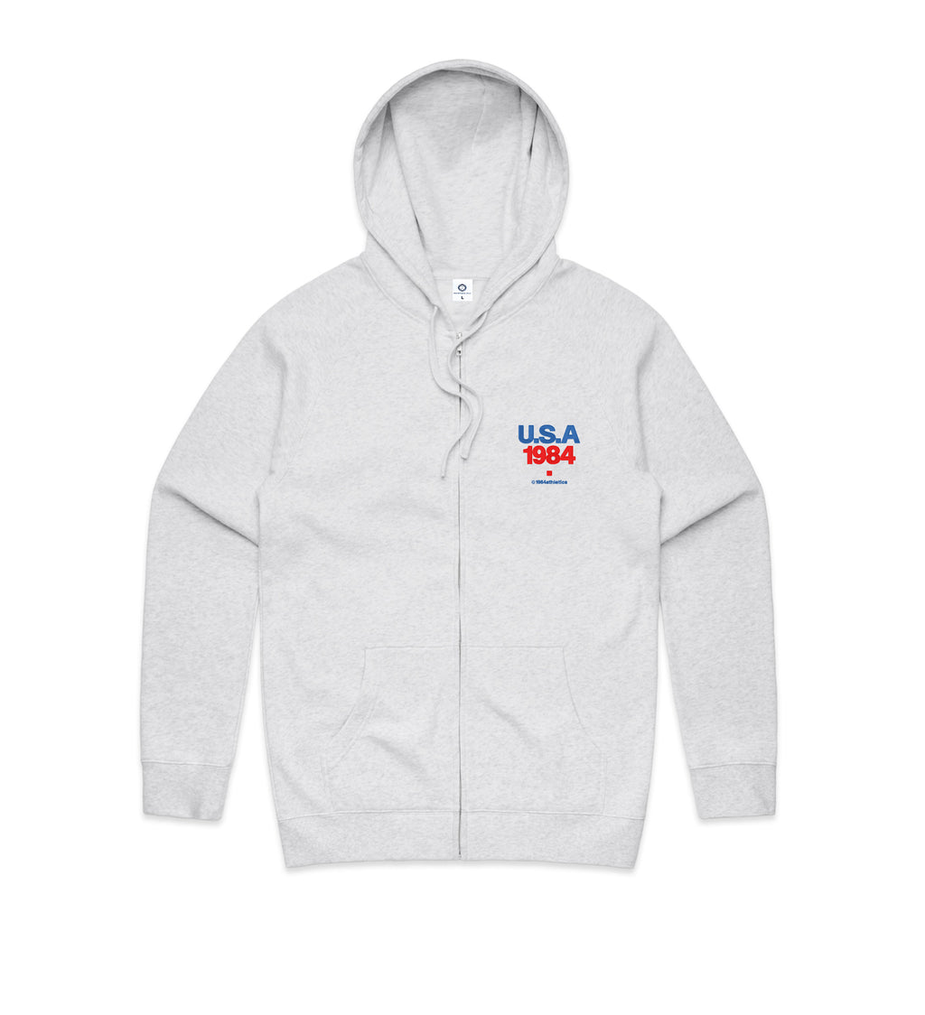 Vice 84 'USA' Embroidered Zip Up Hoodie - Ash Grey – UN:IK Clothing
